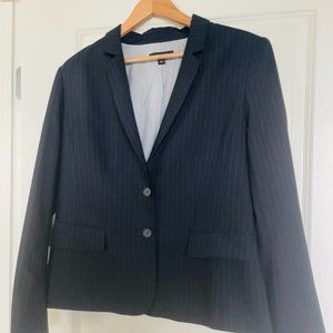 ANN TAYLOR NAVY PIN STRIPED PANT SUIT